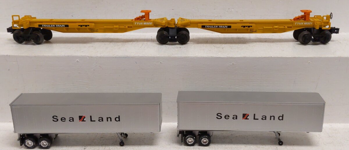Lionel 6-16322 O Gauge TTUX Flatcar with 2 Sealand Trailers #16321, #16322 EX/Box