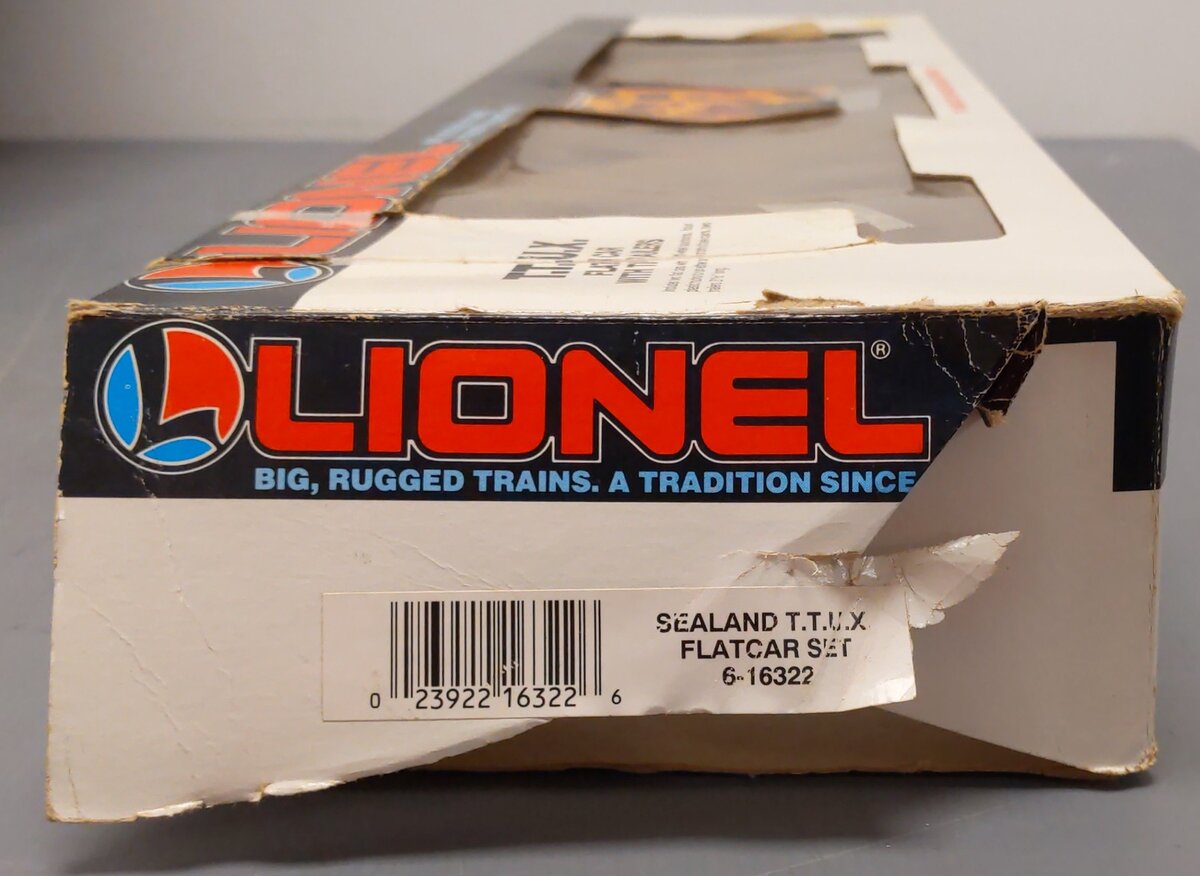 Lionel 6-16322 O Gauge TTUX Flatcar with 2 Sealand Trailers #16321, #16322 EX/Box