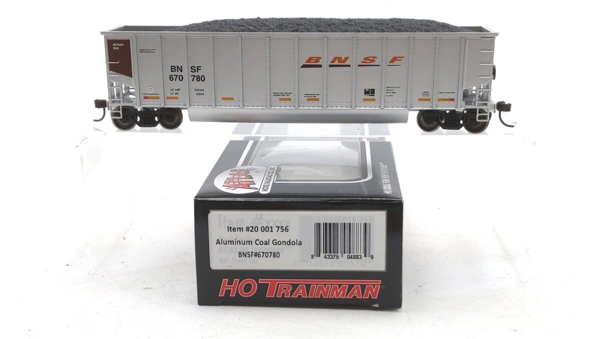 Atlas 20001756 HO Scale Burlington Northern Santa Fe Aluminum Coal Gondola #6707