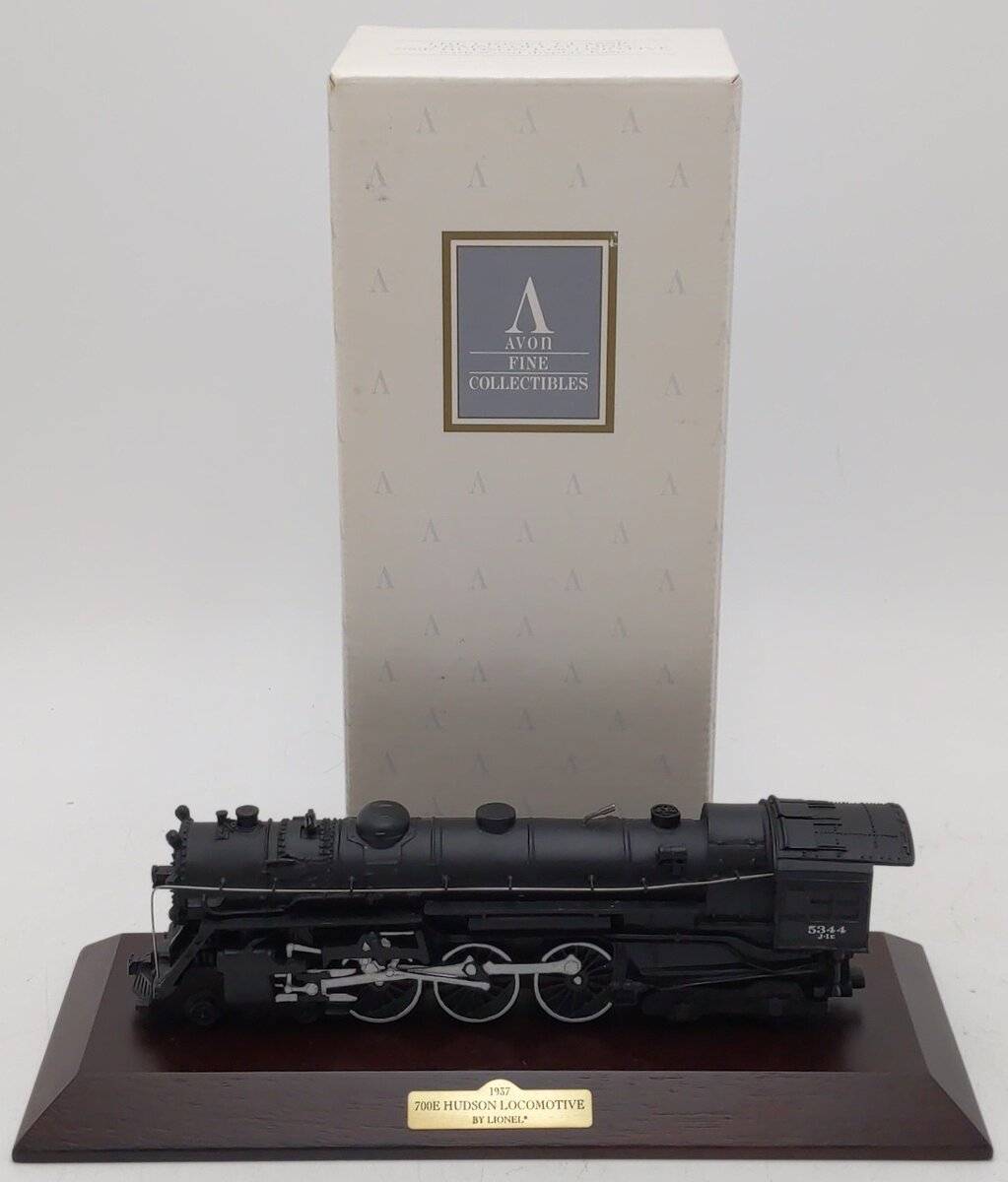 Avon Train Collection 700E Hudson Locomotive Reproduction /w Wood Display Base EX/Box