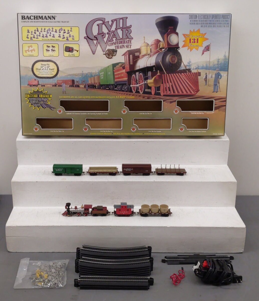 Bachmann 00630 HO Scale Civil War Confederate Steam Train Set EX/Box