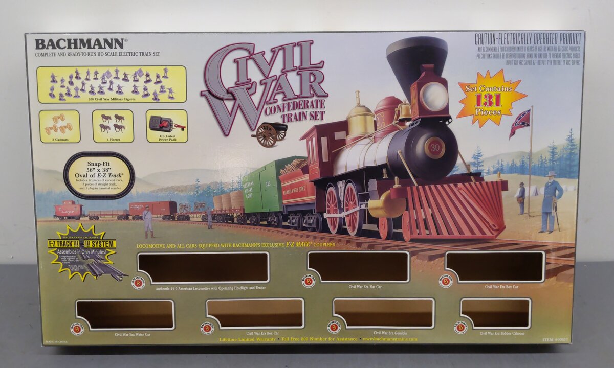 Bachmann 00630 HO Scale Civil War Confederate Steam Train Set EX/Box