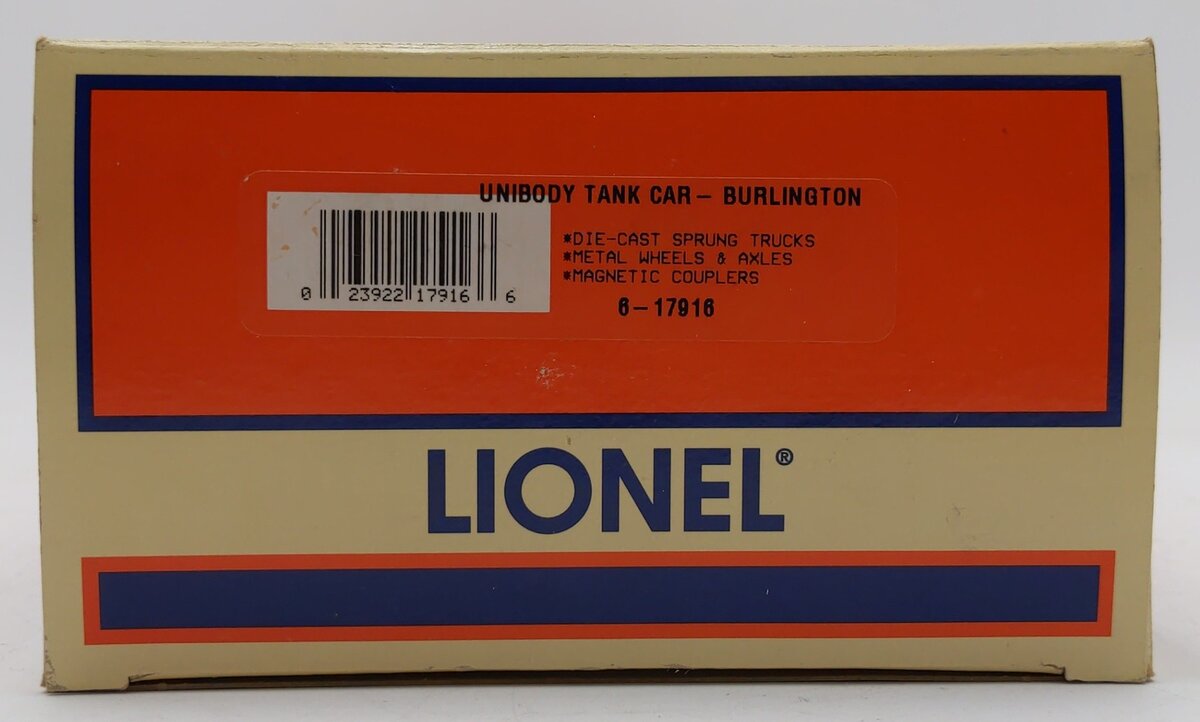 Lionel 6-17916 O Gauge Chicago Burlington & Quincy Unibody Tank Car LN/Box