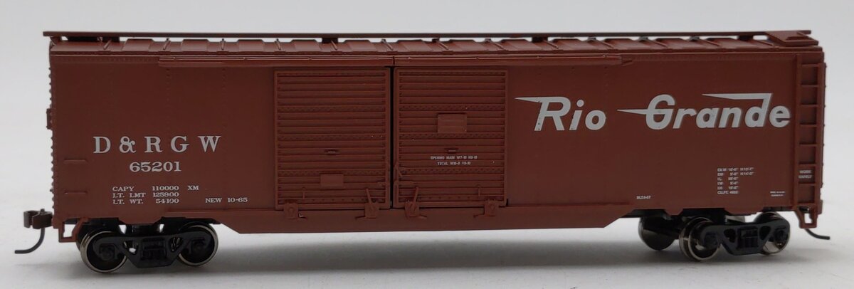 Athearn 92437 HO Scale Rio Grande 50' Double Door Boxcar #65201 NIB