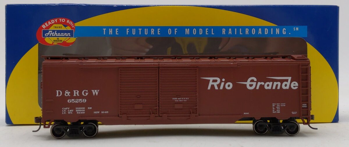 Athearn 92438 HO Scale D&RGW 50' Double Door Boxcar #65259 NIB
