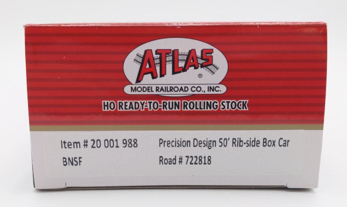 Atlas 20001988 HO Scale BNSF Precision Design 50' Rib Side Box Car #722818