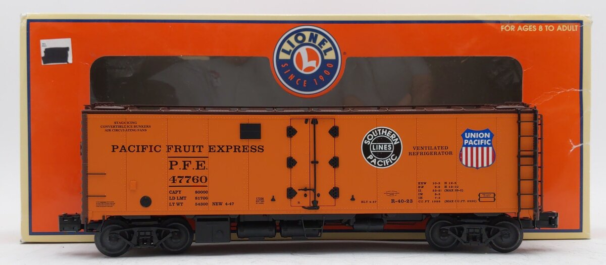 Lionel 6-17336 O Gauge Pacific Fruit Express Steel Sided Refrigerator Car #47760 LN/Box