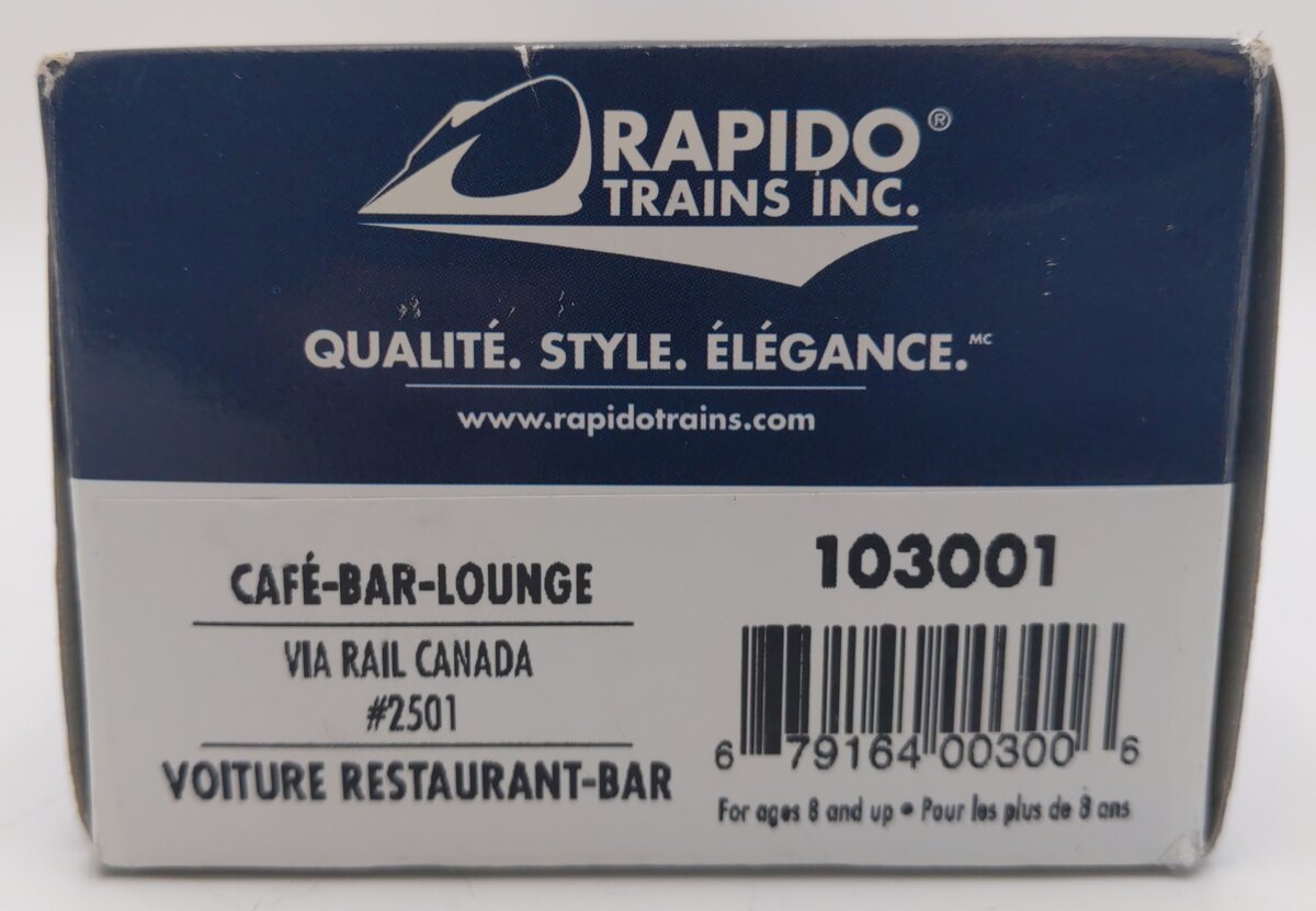 Rapido Trains 103001 HO VIA Rail Canada Cafe-Bar-Lounge #2501
