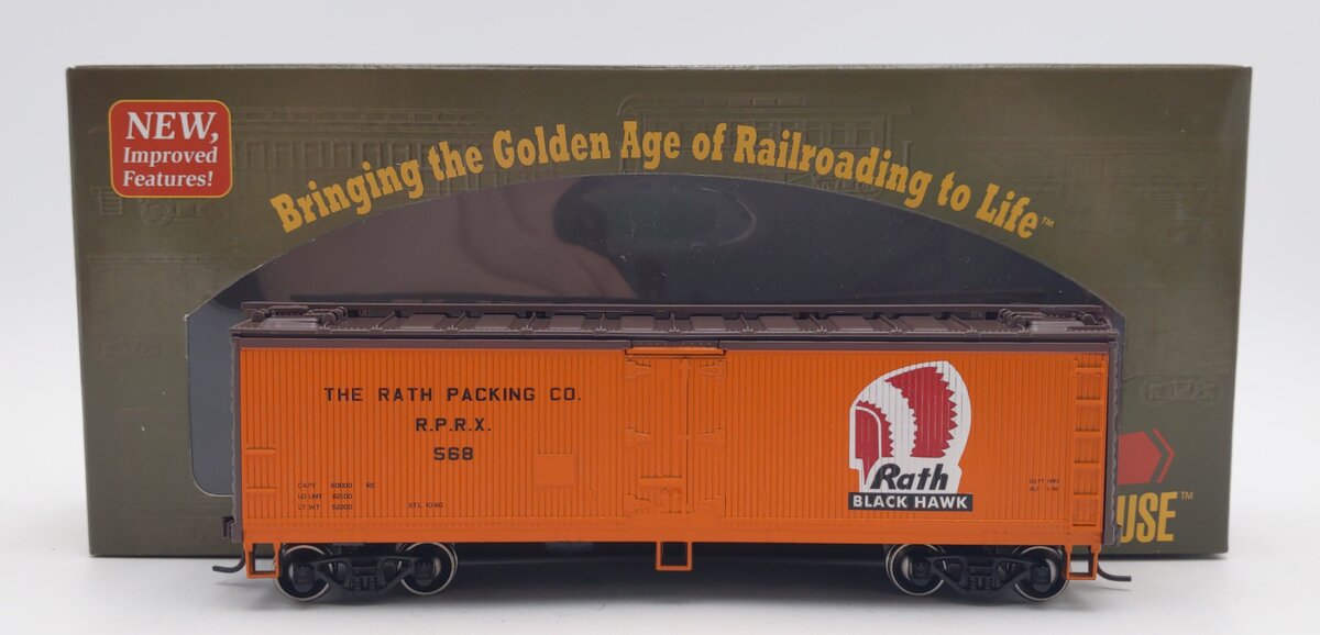 Roundhouse 85410 HO Scale Rath Packing RTR 40' Wood Reefer #568