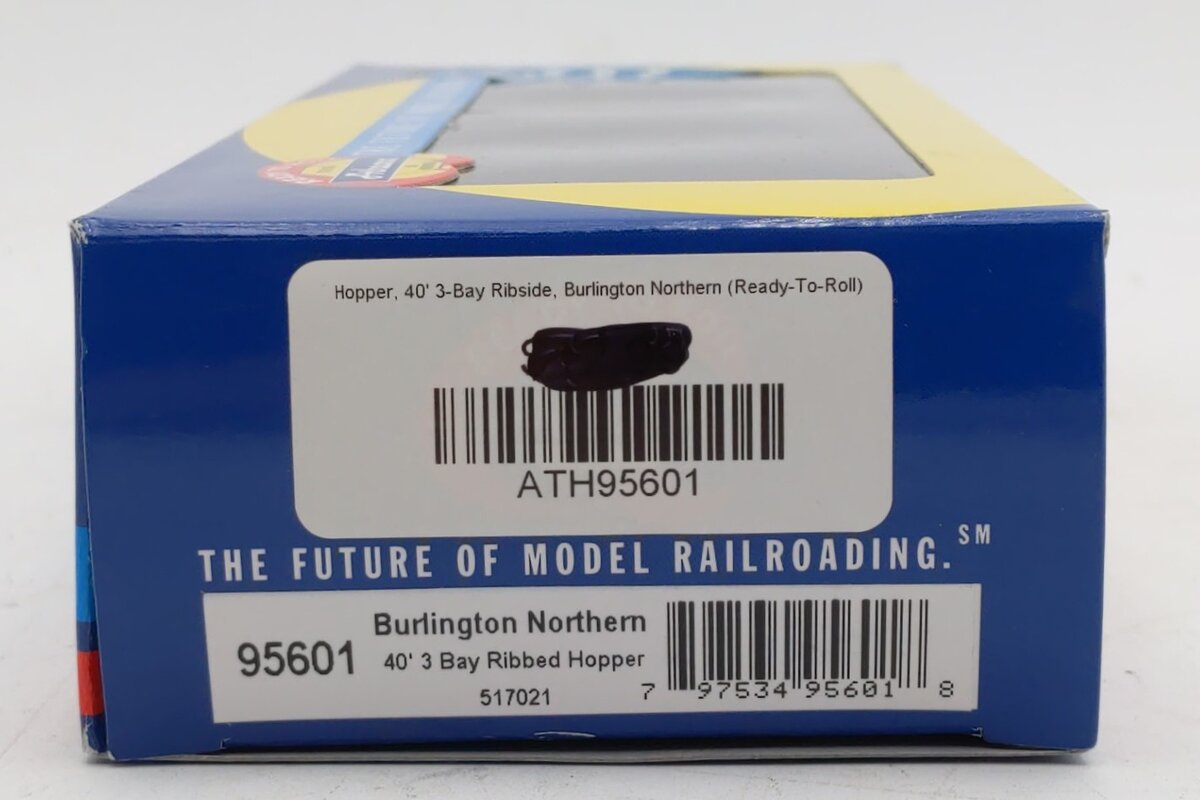 Athearn 95601 HO Scale Burlington Northern 40' 3 Bay Ribbed Hopper #517021 LN/Box