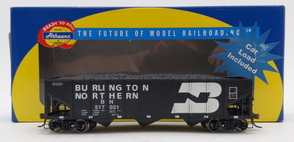 Athearn 95601 HO Scale Burlington Northern 40' 3 Bay Ribbed Hopper #517021 LN/Box