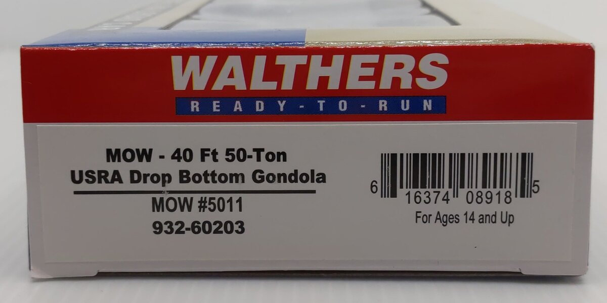 Walthers 932-60203 HO MOW 40' 50 Ton USRA Drop Bottom Gondola #5011
