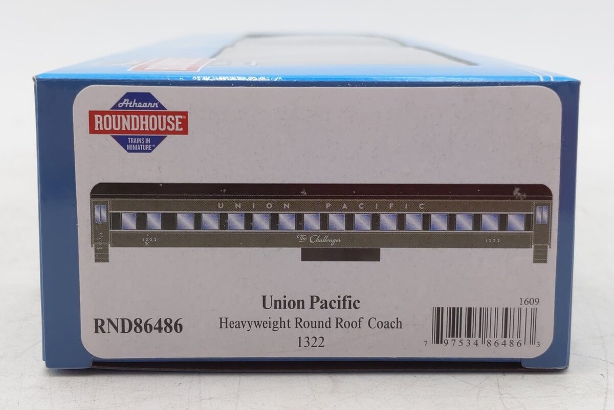 Roundhouse 86486 HO Union Pacific Heavyweight Round Roof Coach #1322