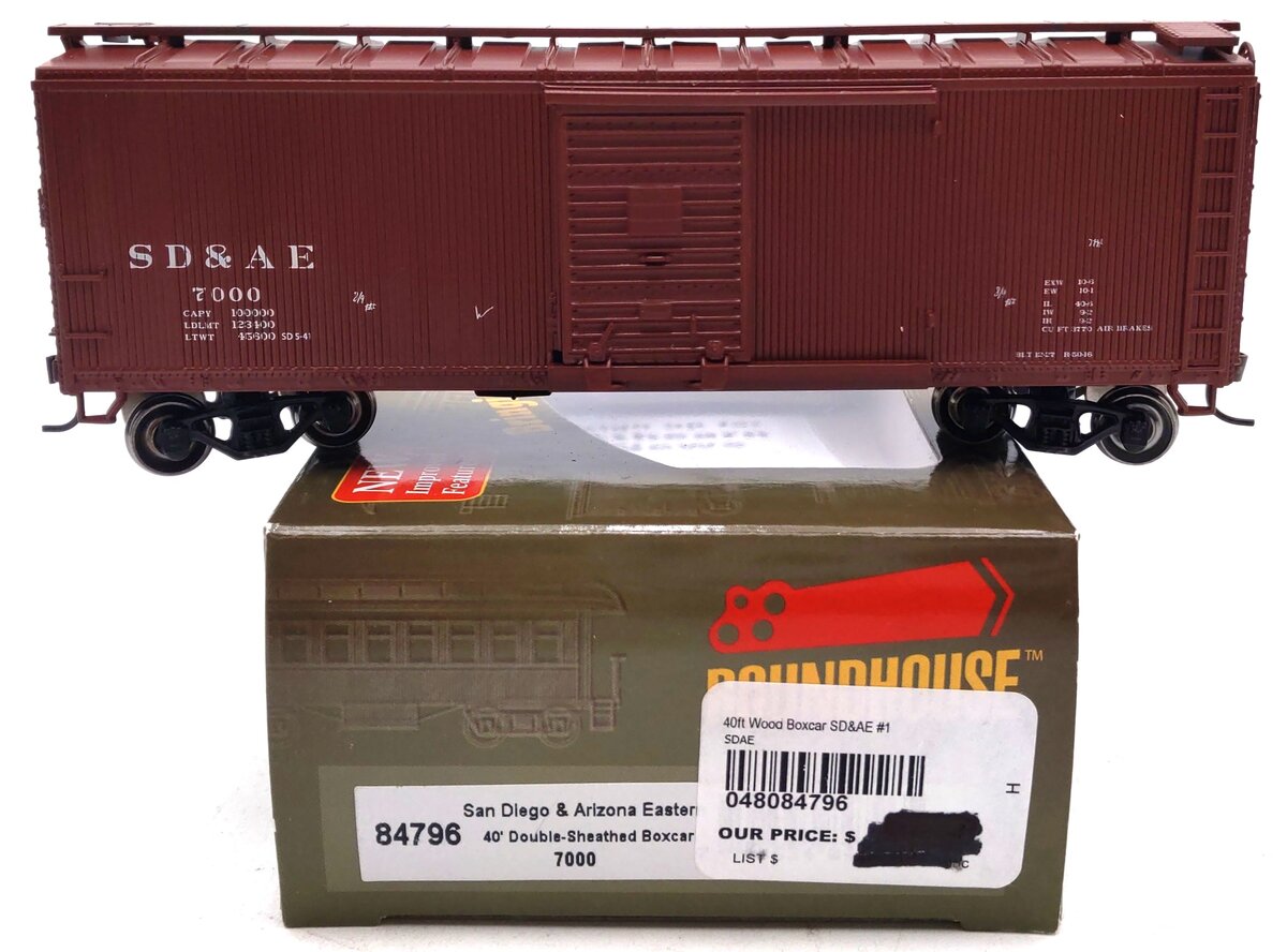 Roundhouse 84796 HO Scale San Diego & Arizona Eastern 40' Wood Box Car #7000