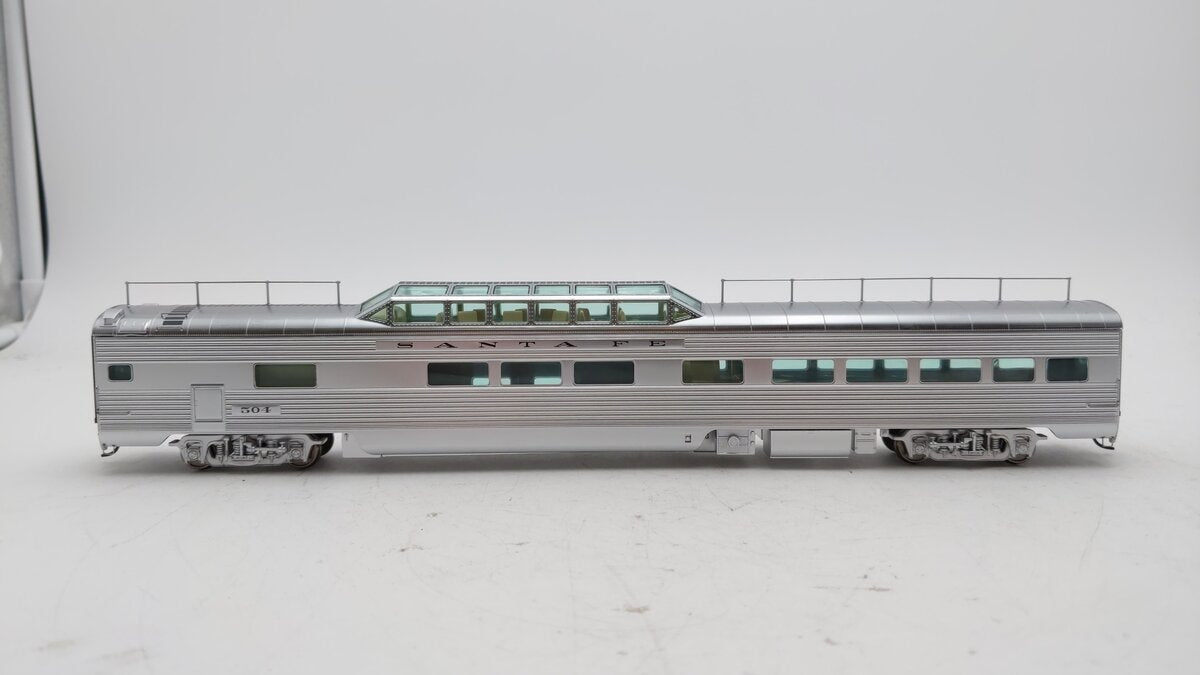 Walthers 920-9628 HO ATSF 85' PS Real Metal Finish Dome Bar Lounge #504