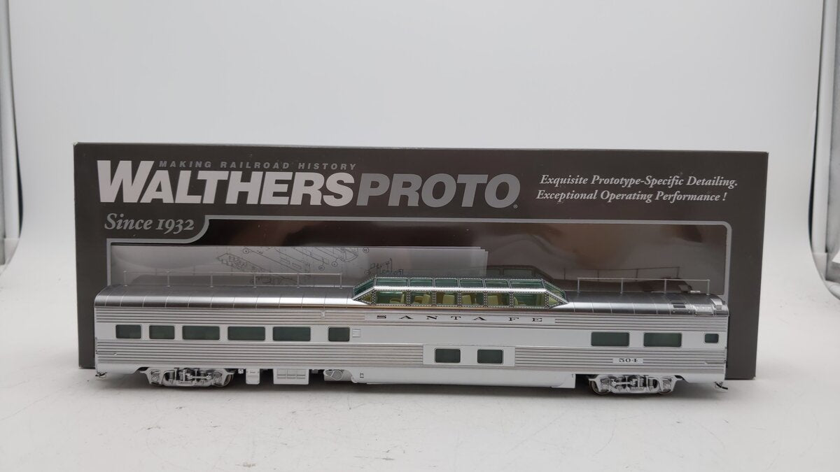 Walthers 920-9628 HO ATSF 85' PS Real Metal Finish Dome Bar Lounge #504