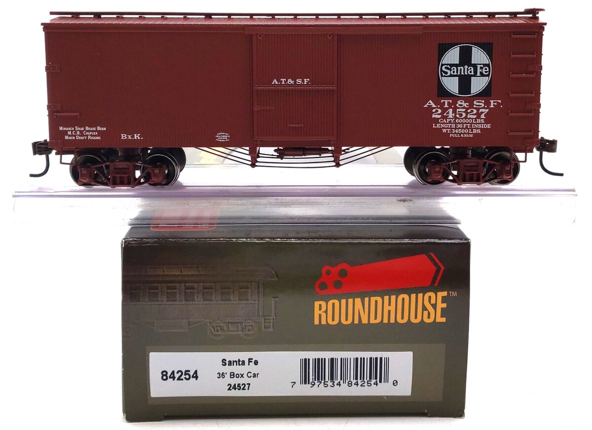 Roundhouse 84254 HO Scale Santa Fe 36' Wood Box Car #24527