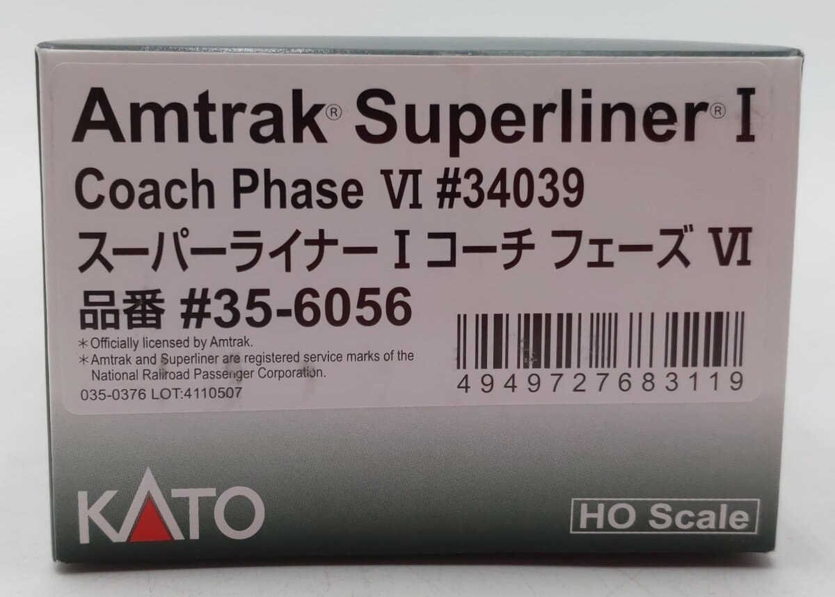 Kato 35-6056 HO Amtrak Superliner Phase VI Coach #34039