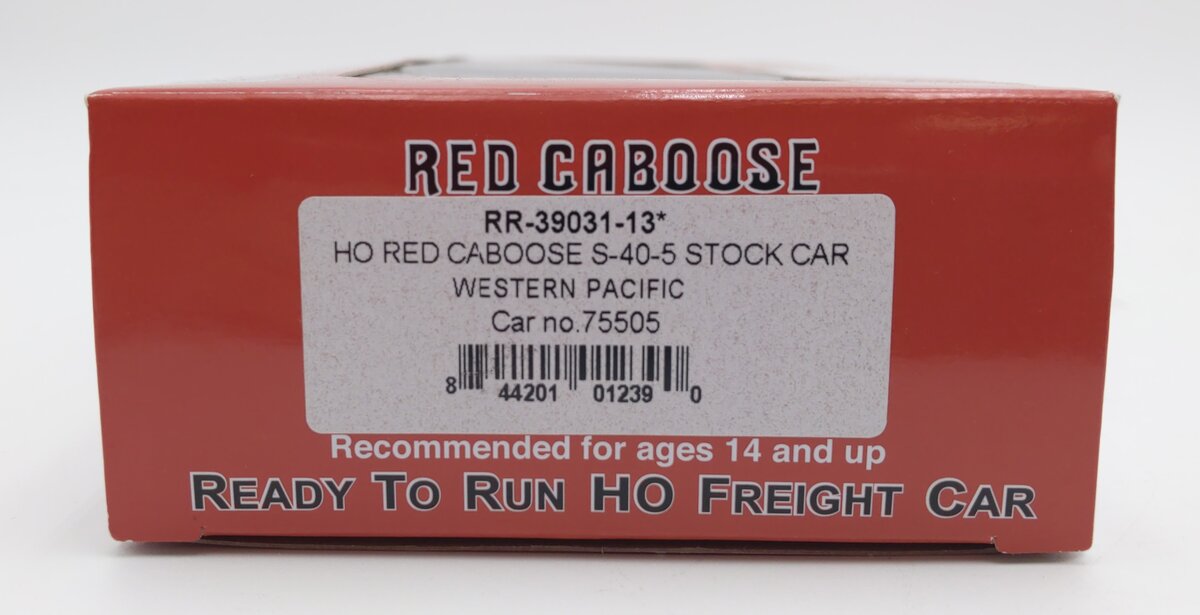 Red Caboose RR-39031-13 HO S-40-5 Stock Car Western Pacific Car # 75505