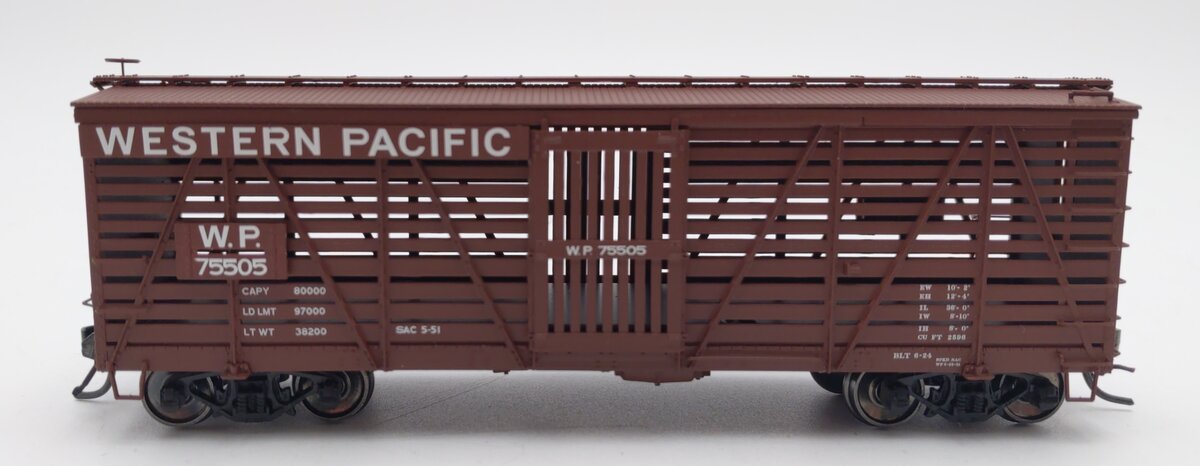 Red Caboose RR-39031-13 HO S-40-5 Stock Car Western Pacific Car # 75505