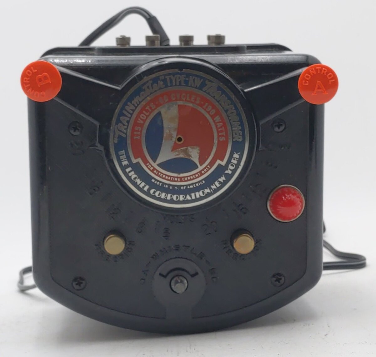 Lionel KW O Vintage Trainmaster 190 Watt Transformer with Whistle VG