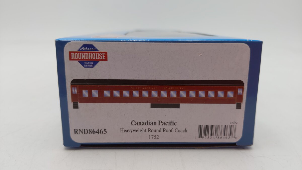 Roundhouse 86465 HO Canadian Pacific Heavyweight Round Roof Coach #1752