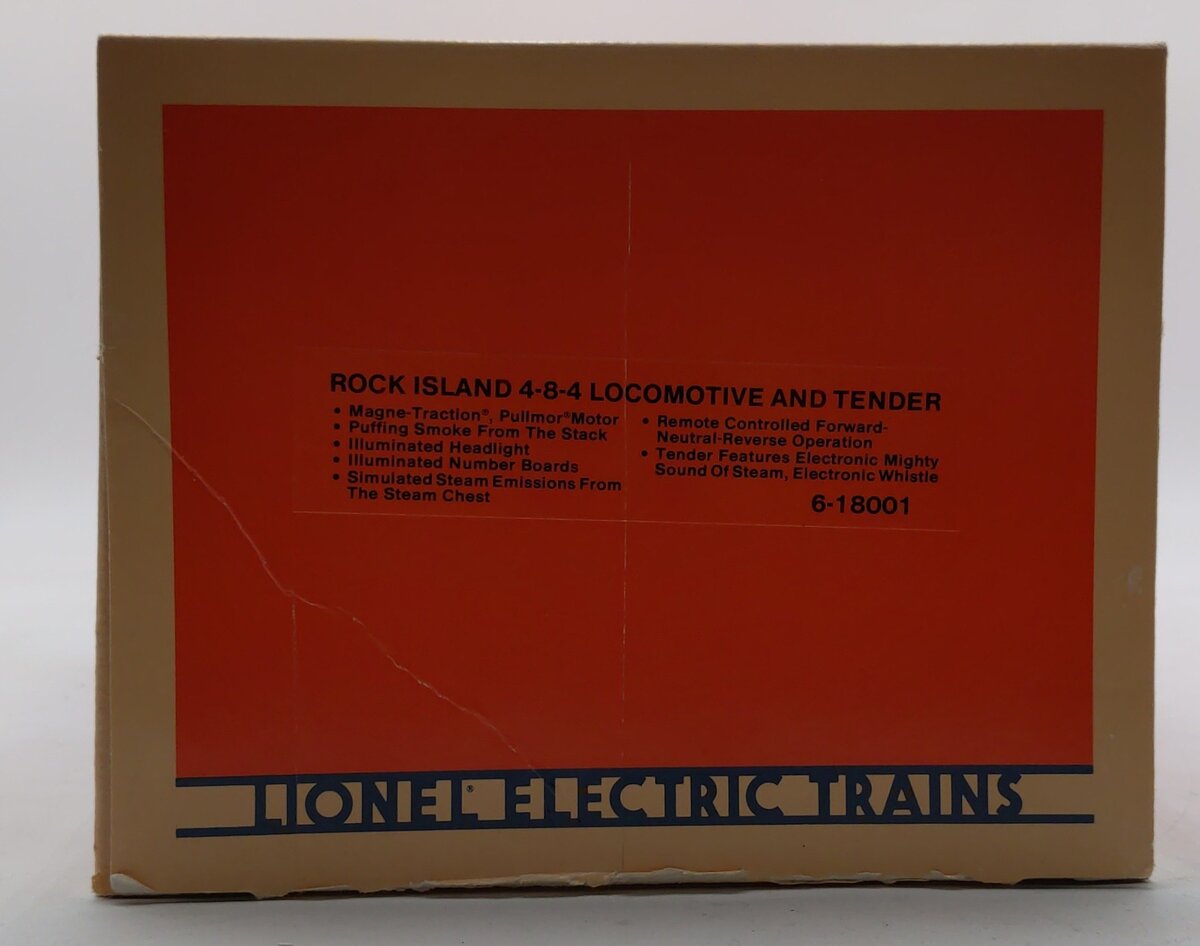 Lionel 6-18001 O Gauge Rock Island 4-8-4 Steam Locomotive & Tender #5100 EX/Box