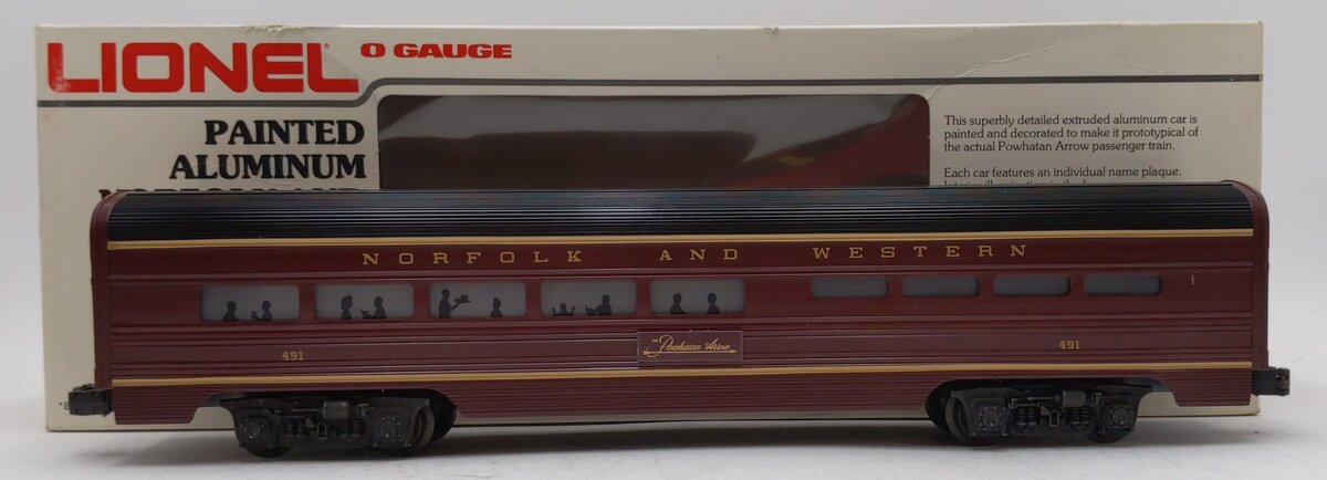 Lionel 6-7203 O Gauge Norfolk & Western Powhatan Arrow Aluminum Dining Car #491 EX/Box