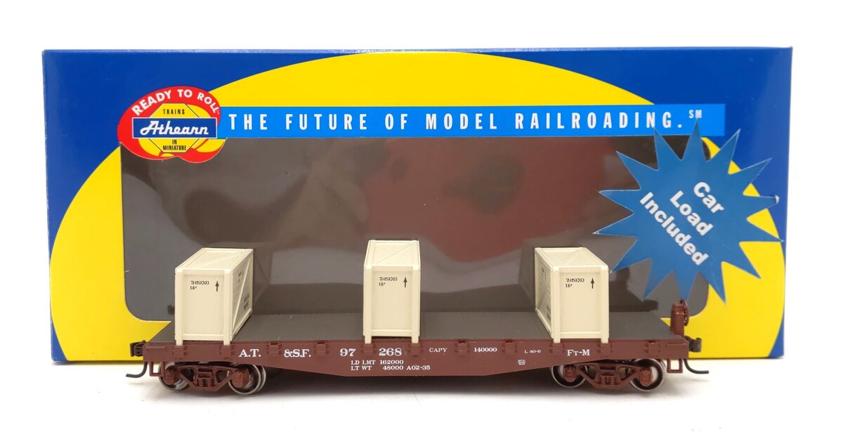 Athearn 92174 HO ATSF RTR 40' Flatcar w/Crates #97268