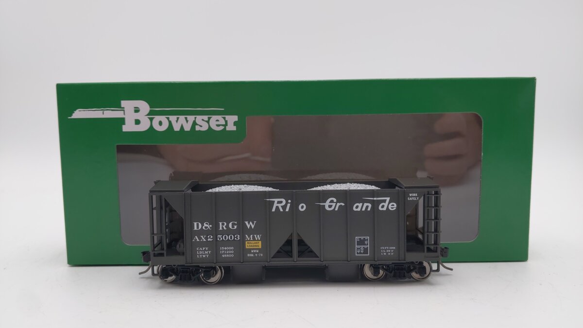 Bowser 43105 HO D&RGW RTR 70-Ton 2-Bay Ballast Hopper #25003