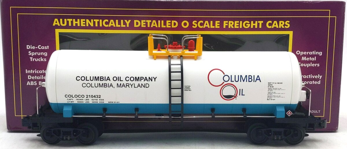MTH 20-96084 O Columbia Oil Company Single Dome Tank Car #210432 LN/Box