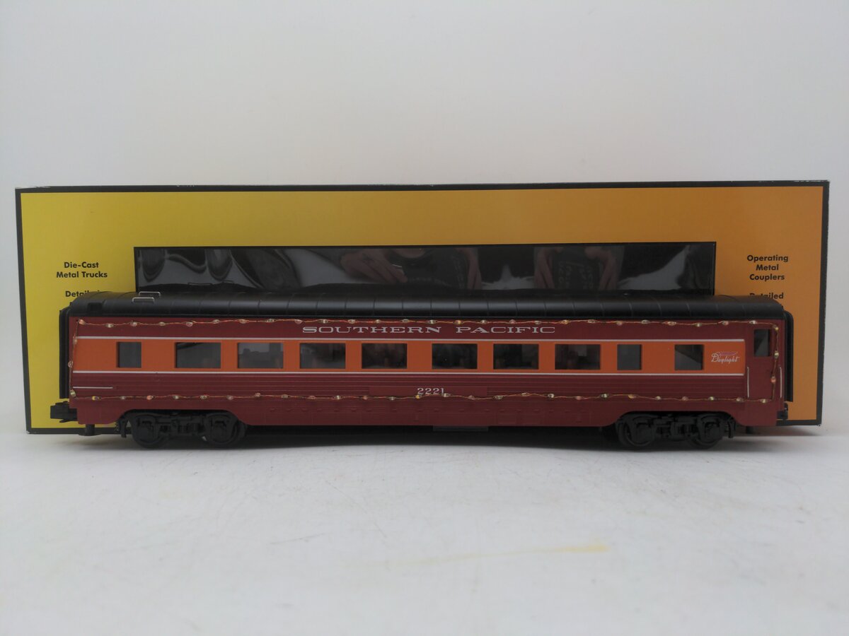 MTH 30-68042 O Scale Southern Pacific Coach Car #2221 w/ Colored LED Lights EX/Box