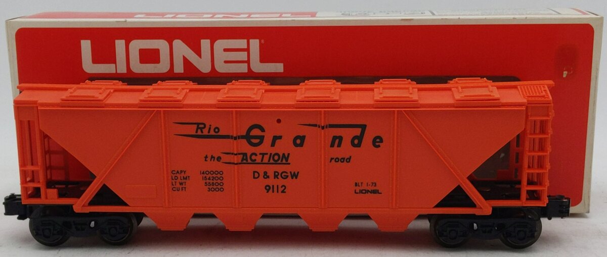 Lionel 6-9112 O Gauge Denver & Rio Grande Western Covered Long Hopper EX/Box