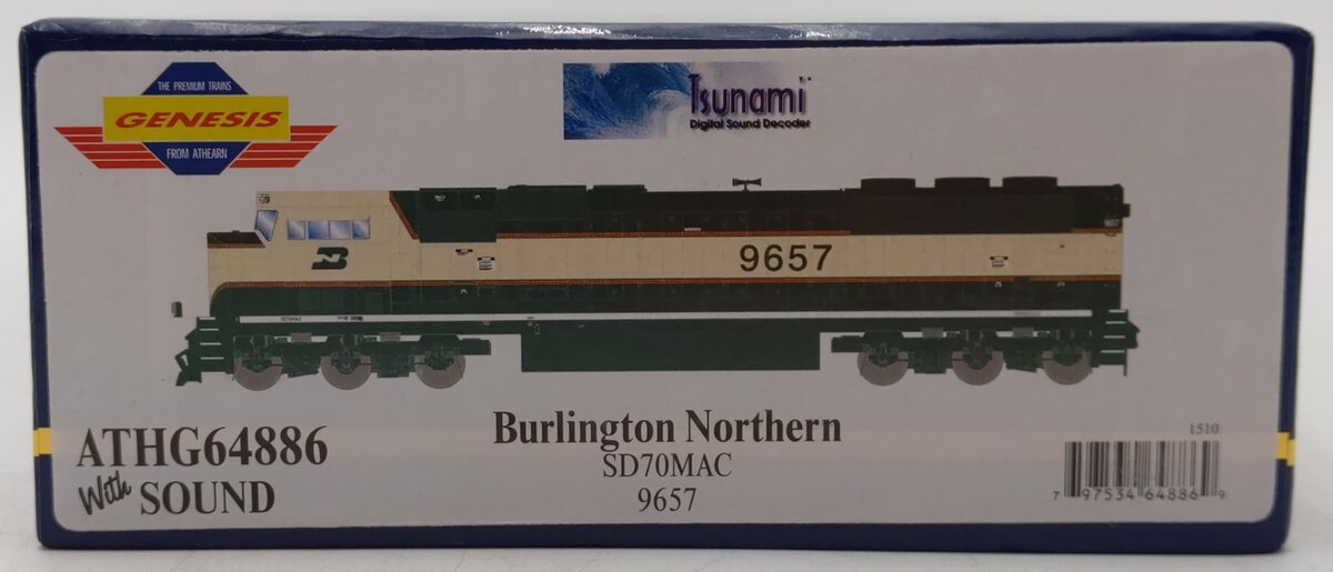 Athearn G64886 HO BN SD70MAC Phase lV Diesel Locomotive #9657 w/DCC & Sound