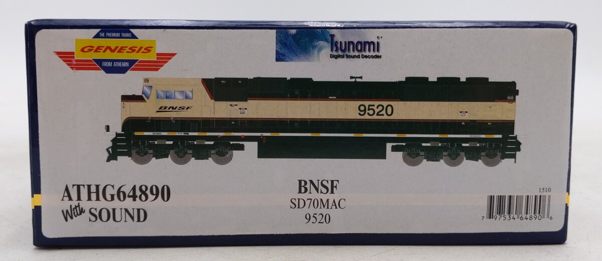 Athearn G64890 HO BNSF SD70MAC Phase lll Diesel Locomotive w/DCC & Sound #9520