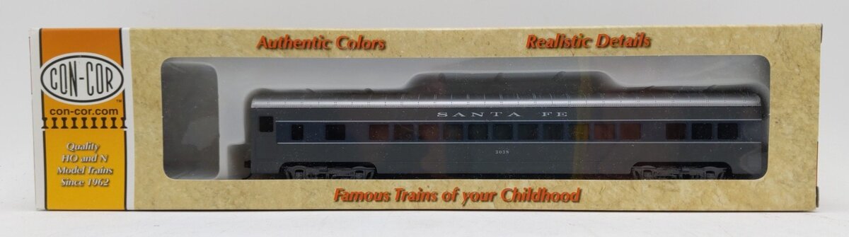 Con-Cor 0001-00900D-1 HO Scale Santa Fe 72 Ft Coach Passenger Car #3038