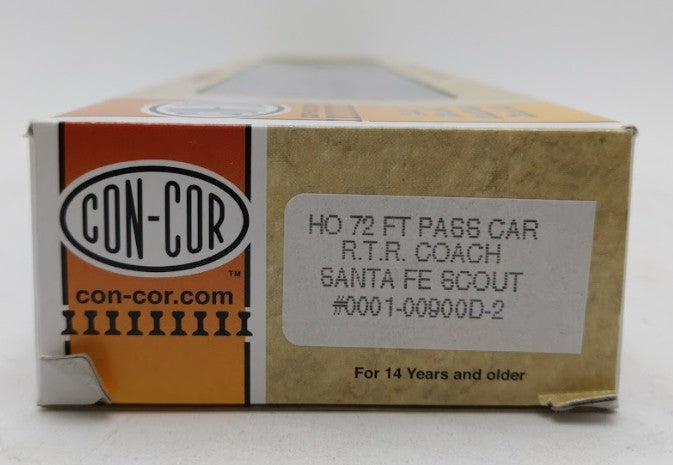 Con-Cor 0001-00900D-2 HO Scale Santa Fe Scout Coach Passenger Car #3073