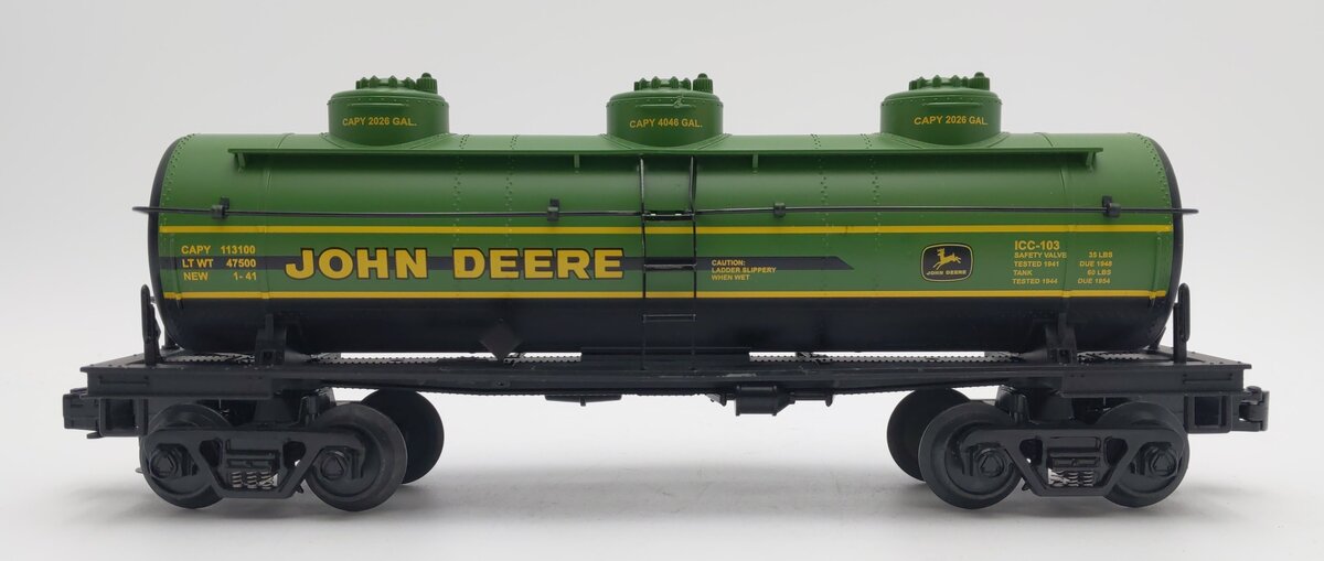 MTH 30-7371 O Gauge John Deere 3-Dome Tank Car LN/Box