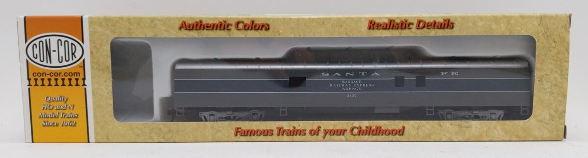 Con-Cor 0001-01020D-2 HO Scale Santa Fe R.E.A 72Ft Baggage Passenger Car #3437