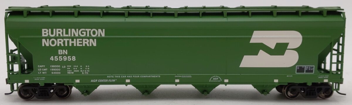 Athearn 72315 HO Burlington Northern RTR ACF Centerflow Hopper #455958