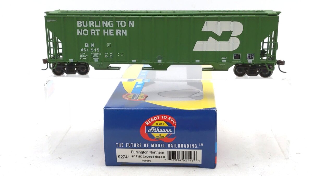 Athearn 92741 HO Scale Burlington Northern 54' FMC Covered Hopper #461515 LN/Box