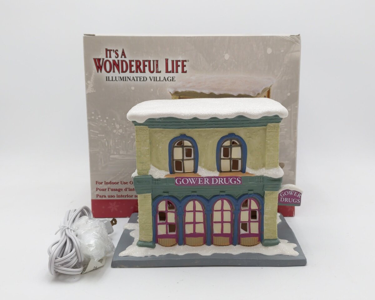 Enesco 4019773 It's A Wonderful Life Illuminated Village Gower Drugs LN/Box