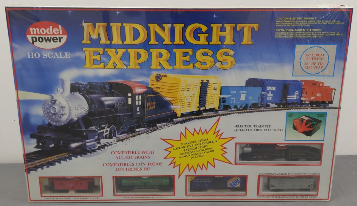 Model Power 1065 HO Scale Santa Fe Midnight Express Steam Locomotive Set MT/Box