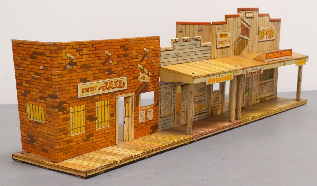 Marx Vintage Roy Rogers Mineral City Western Town Litho Storefront Set EX