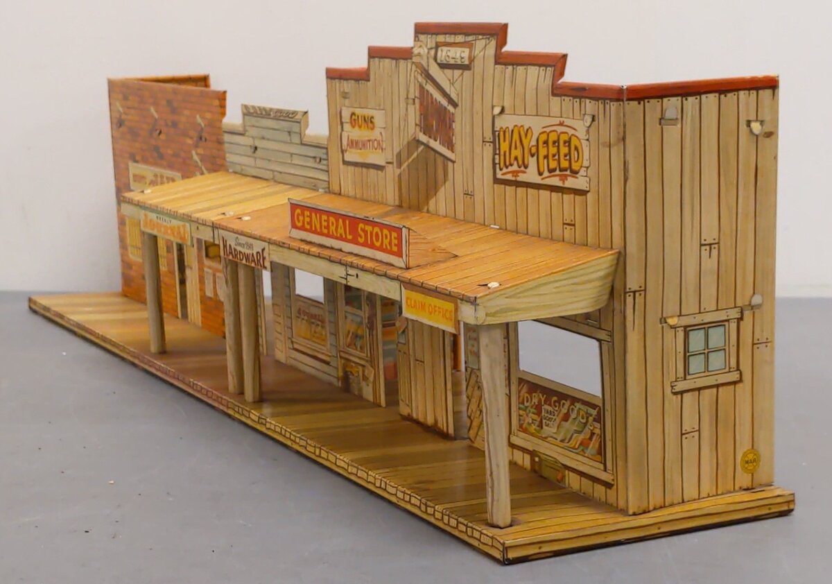 Marx Vintage Roy Rogers Mineral City Western Town Litho Storefront Set EX