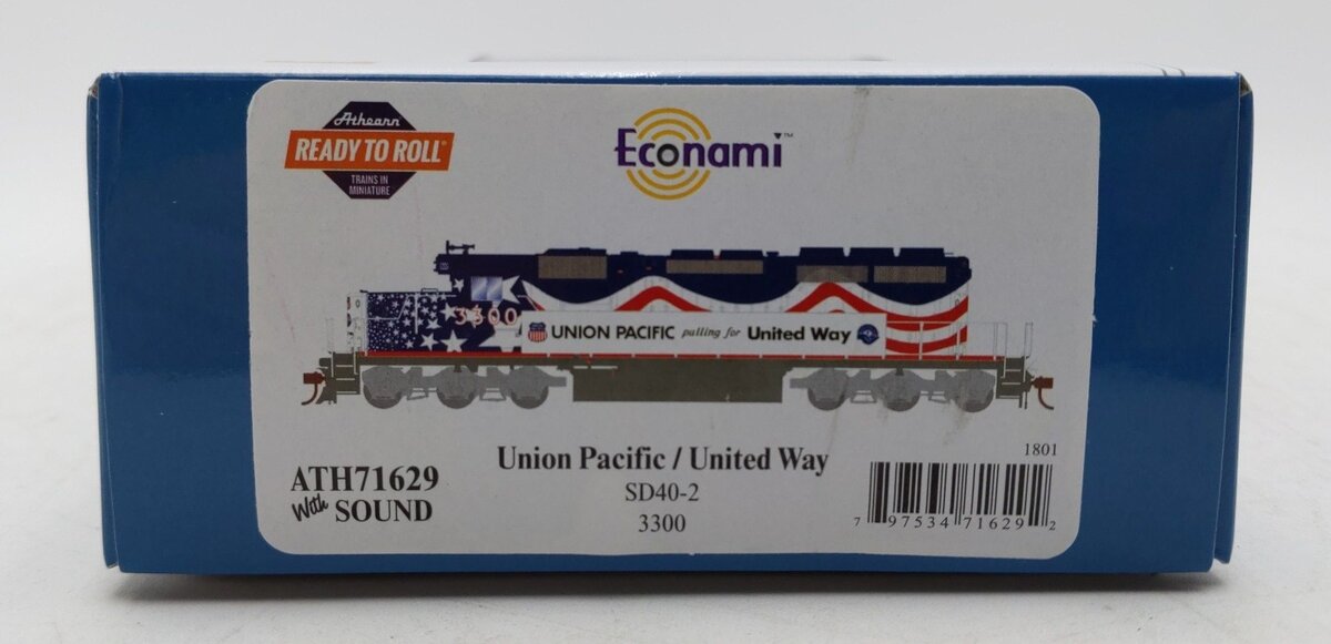 Athearn 71629 HO UP/United Way RTR SD40-2 Diesel Locomotive w/DCC & Sound #3300