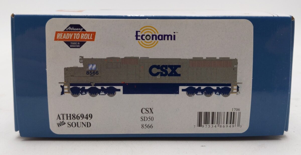 Athearn 86949 HO CSX/Stealth RTR SD50 Diesel Locomotive w/DCC & Sound #8566