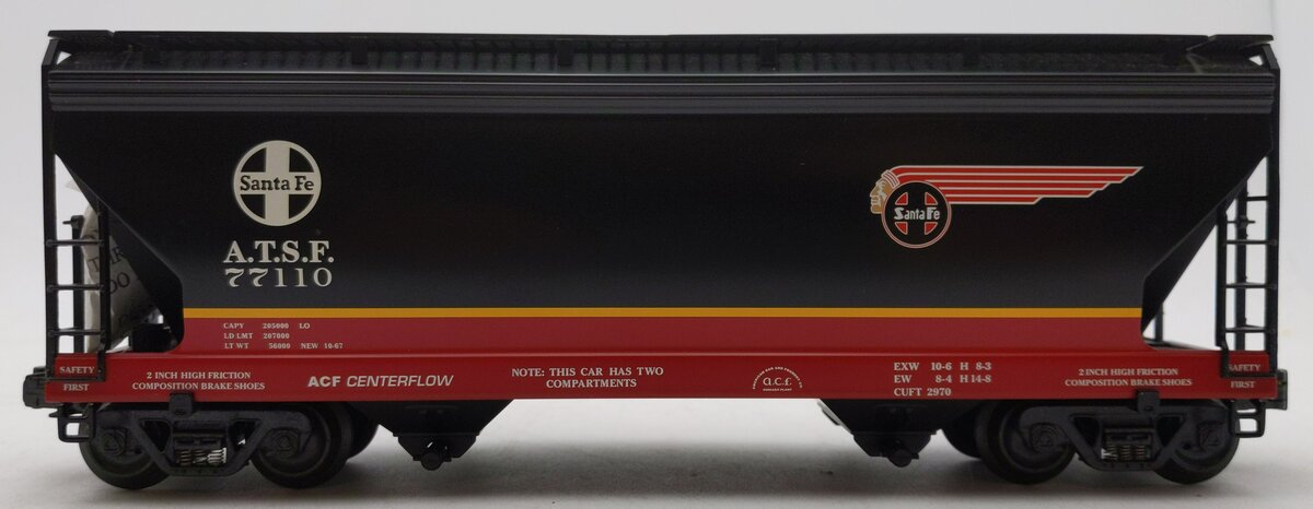 K-Line K6242-1051 O Gauge Santa Fe Black 2-Bay Hopper #77110 EX/Box