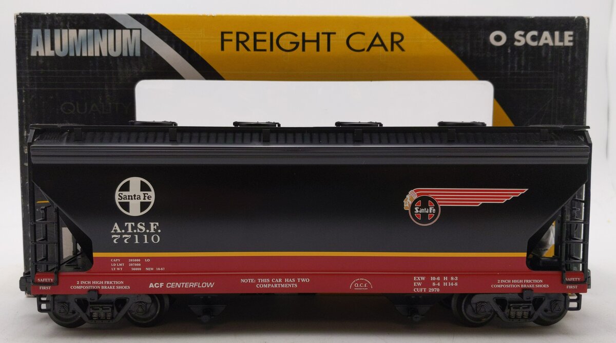 K-Line K6242-1051 O Gauge Santa Fe Black 2-Bay Hopper #77110 EX/Box