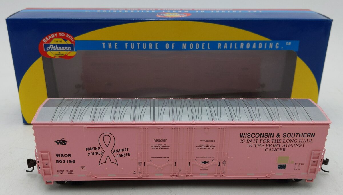 Athearn 91287 HO WSOR/Breast Cancer 50' Evans DD Plug Boxcar
